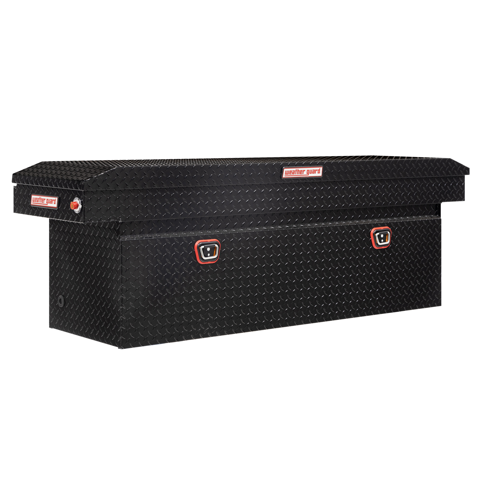 Weather Guard HighSide 2Door Truck Tool Box — Aluminum, Black Diamond Plate, 3Point Latching